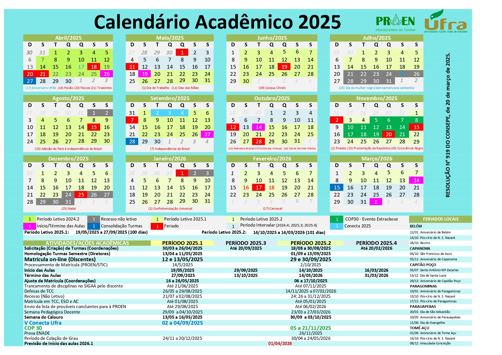 Calendário Acadêmico 2025